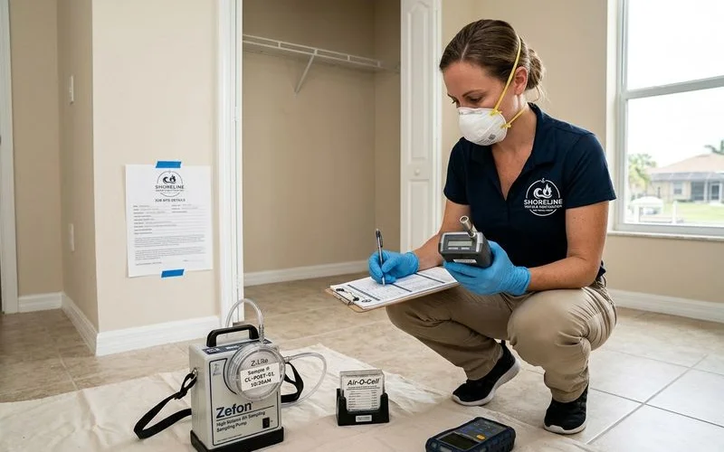 Post-remediation clearance testing to verify successful mold removal