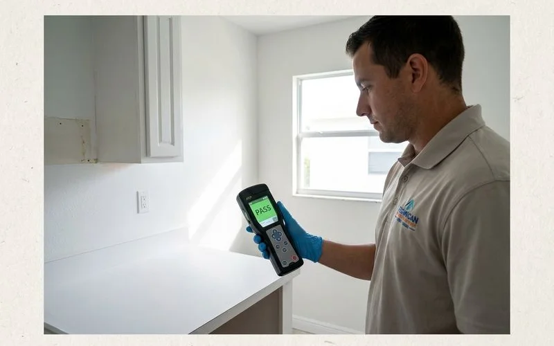 Clean restored room after professional biohazard cleanup